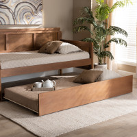 Baxton Studio MG-0015-Ash Walnut-Trundle Toveli Modern and Contemporary Ash Walnut Finished Twin Size Trundle Bed